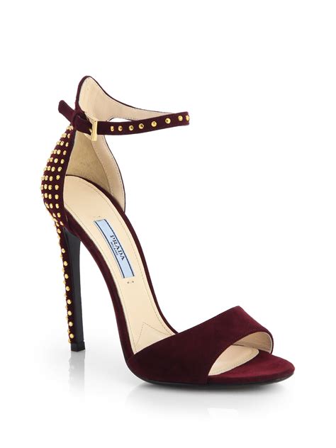 prada studded suede heels|prada shoes high heels.